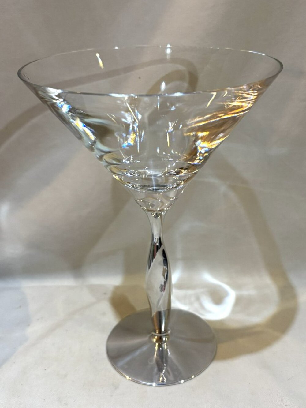 Nambe 2005 Fred Bould Twist Aluminums Alloy Stem Martini Glass #5544 Made in USA